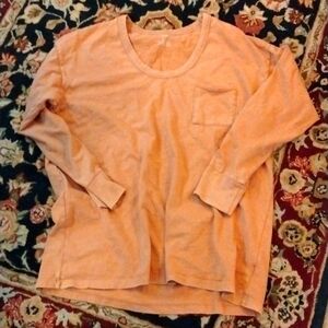 AERIE- Tan Oversized Distressed Pocket T-shirt Size M